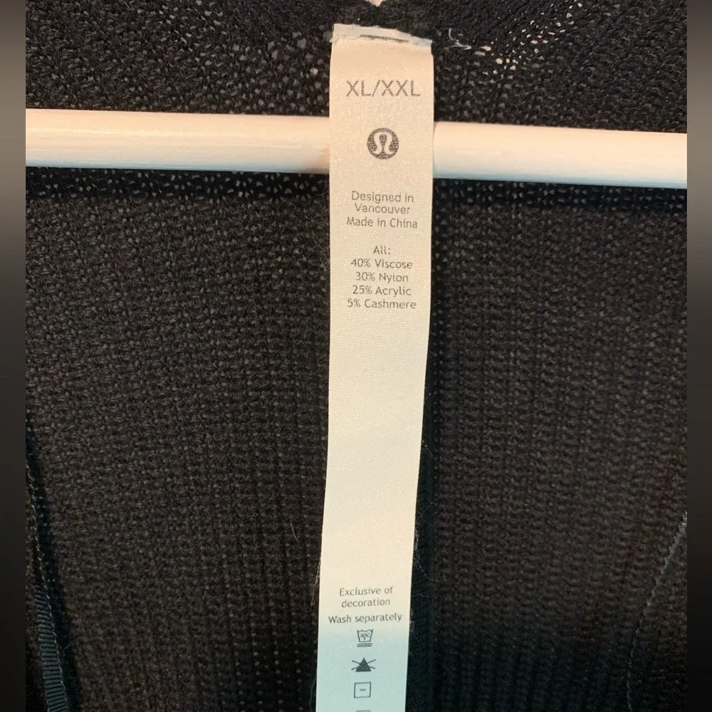 Lululemon Cashlu Knit Textured Wrap Cardigan Black XL/XXL Oversized Open Front